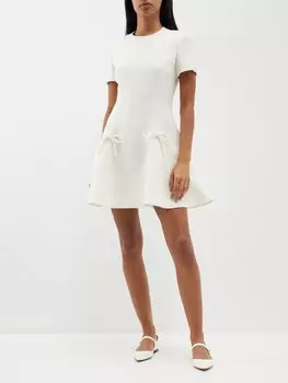 Платье мини из крепа с бантом Valentino Garavani, белый