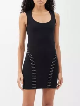 Платье мини из крепа с булавками, украшенное булавками ALAA, черный