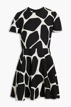Платье мини из крепа с принтом из шерсти и шелка VALENTINO GARAVANI, черный