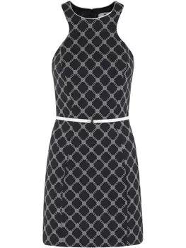 Платье мини из крепа с принтом Elisabetta Franchi, черный