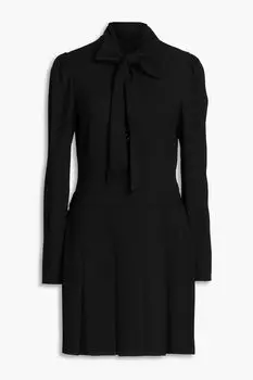 Платье мини из крепа со складками и бантом BOUTIQUE MOSCHINO, черный