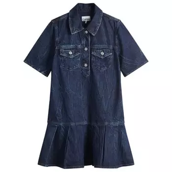 Платье мини из мятого денима Future Ganni, синий