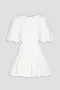 Платье мини из шантунга со сборками и вырезами MSGM, белый