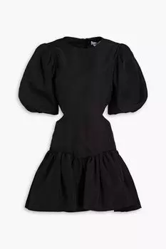 Платье мини из шантунга со сборками и вырезами MSGM, черный