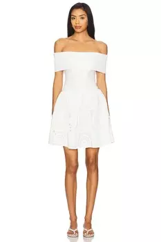 Платье мини из смешанных материалов Biva Line & Dot, white