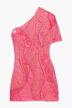 Платье мини из смесового хлопка с кружевными вставками на одно плечо STELLA MCCARTNEY, розовый