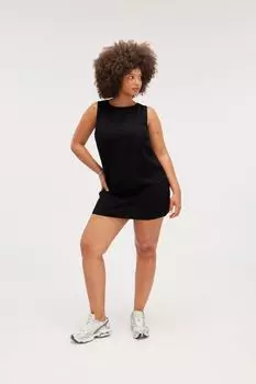 Платье мини из смесового льна с открытой спиной Monki, черный