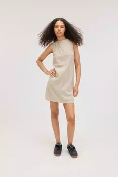 Платье мини из смесового льна с открытой спиной Monki, белый