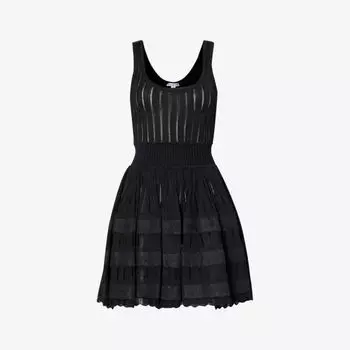 Платье мини из смесовой ткани стрейч с кринолином Alaia, цвет noir alaia