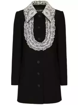 Платье мини из смесовой вирджинской шерсти DOLCE & GABBANA, черный