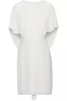 Платье мини из стираного крепа с эффектом кейпа HALSTON HERITAGE, белый