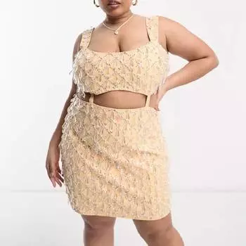 Платье мини из твила Asos Design, бежевый