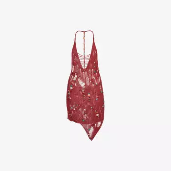 Платье мини Jaded London Dandara с бисерной вязкой, красный