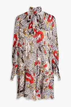 Платье мини Kacie из плиссе-шифона с цветочным принтом DIANE VON FURSTENBERG, животный принт