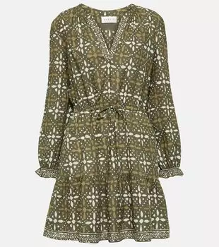 Платье мини katarina из хлопка с принтом Velvet, зеленый