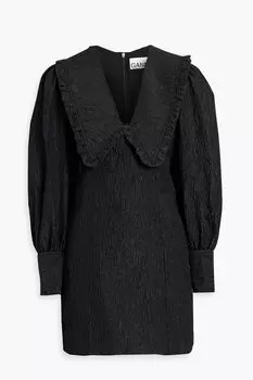 Платье мини-клоке с оборками GANNI, черный