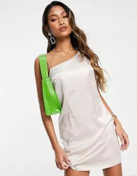 Платье мини-комбинация асимметричного кроя с капюшоном Topshop цвета шампанского