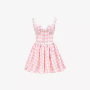 Платье мини корсет House Of Cb Brigitte из смесового льна с принтом, бело-розовый