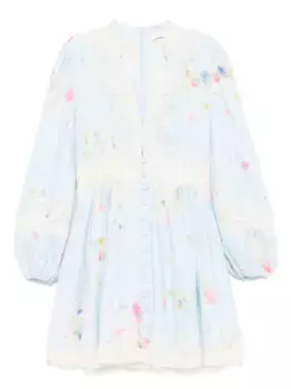 Платье мини Lucky с глубоким вырезом ZIMMERMANN, синий