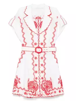 Платье мини Lucky с вышивкой ZIMMERMANN, белый