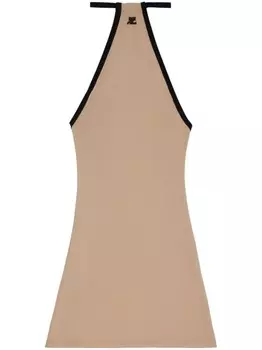 Платье мини Mini Dry с вышитым логотипом Courrges, нейтральный цвет