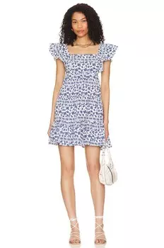 Платье мини MINKPINK Ithica Ruffled, цвет Blue & White