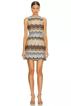 Платье мини Missoni Sleeveless, цвет Multi Zig Zag Brown Base
