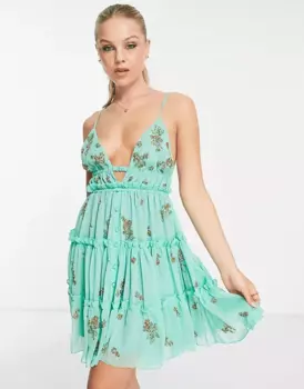 Платье-мини на бретельках Asos Design, мультиколор