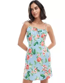 Платье мини на бретельках со сборками и грудью ASOS DESIGN