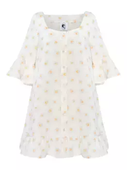 Платье мини на пуговицах с цветочным принтом Sleeper, белый