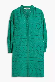 Платье мини Nicolette из английской вышивки с вышивкой DIANE VON FURSTENBERG, нефритовый