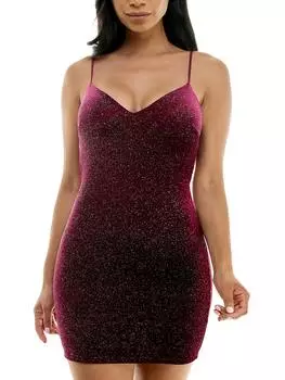 Платье-мини облегающее из бархата для женщин Juniors B. Darlin, цвет garnet/multi