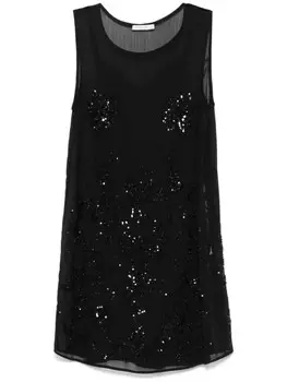 Платье мини Patrizia Pepe с цветочной вышивкой, черный