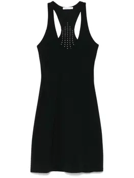 Платье мини Patrizia Pepe с перфорированным логотипом, черный