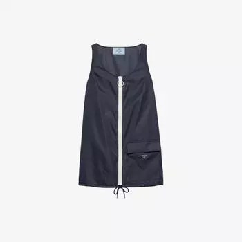 Платье мини Prada Re nylon с контрастной молнией, синий