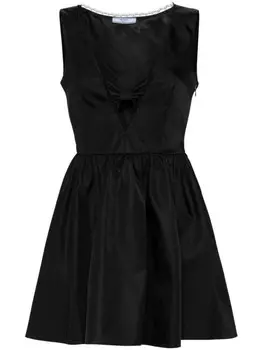 Платье мини Re-Nylon с бантом Prada, черный
