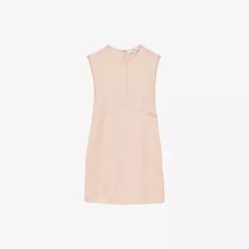 Платье мини Reiss из смеси льна с декоративной строчкой, оранжевый