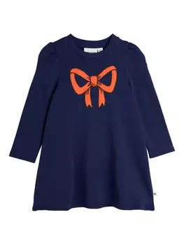 Платье Mini Rodini с бантовым принтом, синий
