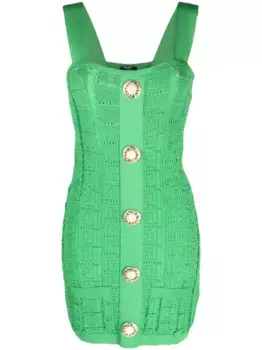 Платье мини рыхлой вязки BALMAIN, зеленый