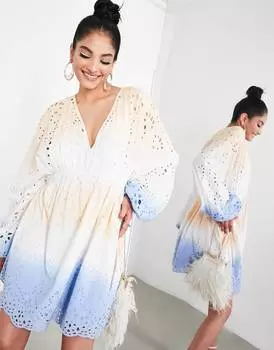Платье мини с эффектом омбре и присборенной талией ASOS EDITION
