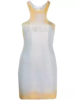 Платье мини с эффектом потертости OFF-WHITE, серый