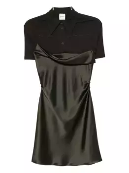 Платье мини с атласными вставками Nanushka, зеленый