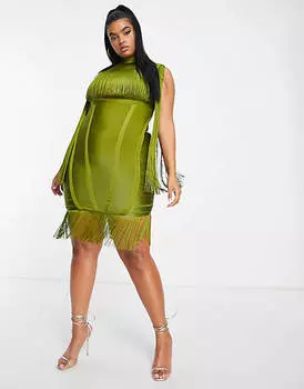 Платье мини с бахромой и бахромой ASOS DESIGN Curve