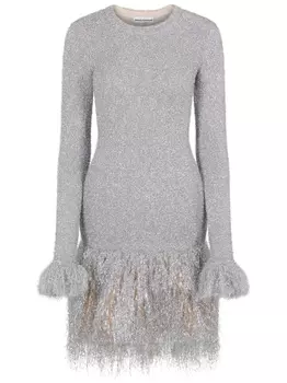 Платье мини с бахромой и блестками Rabanne, серебряный