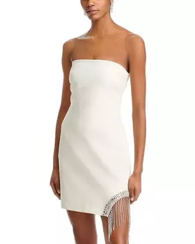 Платье-мини с бахромой из стразов Sammy Cinq Sept, слоновая кость/кремовый