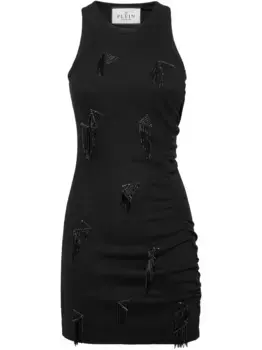 Платье мини с бахромой Philipp Plein, черный