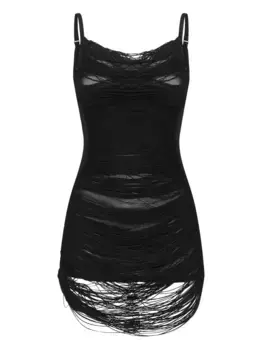 Платье мини с бахромой The Attico, черный