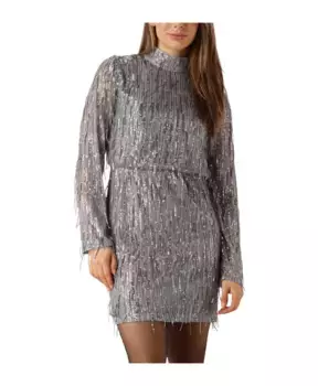 Платье мини с блестящими пайетками Ibana, серый