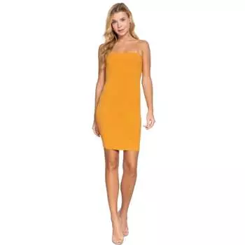 Платье-мини с бретельками и тяжелым рубчиком FASHNZFAB, желтый