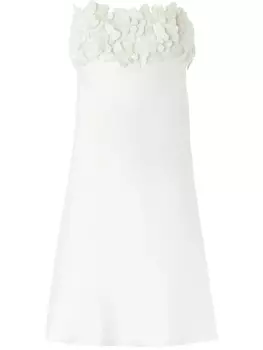Платье мини с цветочной аппликацией Genny, белый